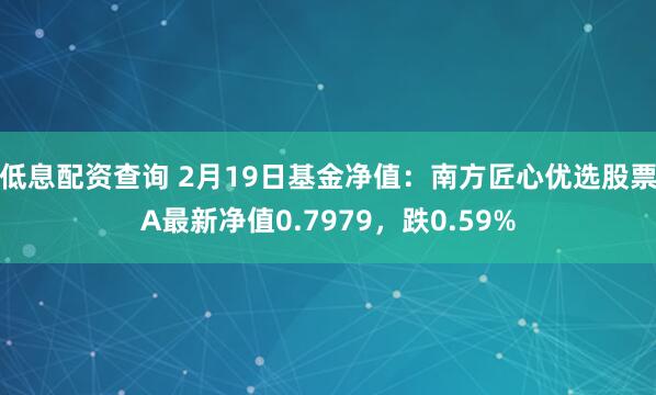 低息配资查询 2月19日基金净值：南方匠心优选股票A最新净值0.7979，跌0.59%