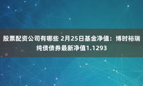 股票配资公司有哪些 2月25日基金净值：博时裕瑞纯债债券最新净值1.1293