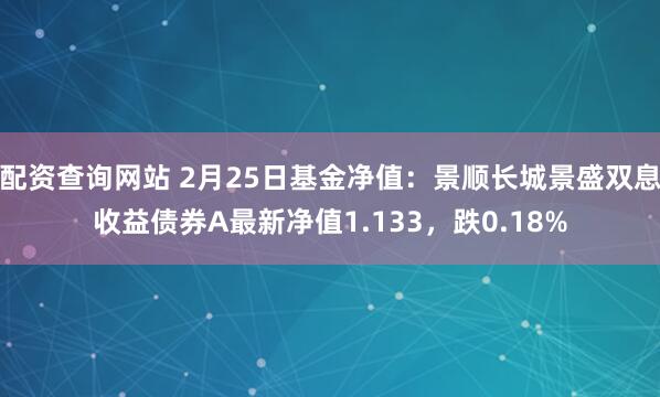 配资查询网站 2月25日基金净值：景顺长城景盛双息收益债券A最新净值1.133，跌0.18%